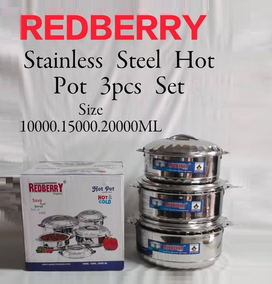 Redberry Premium Range of Stainless-Steel Insulated Hotpot: Maximus Jumbo 3pcs Set