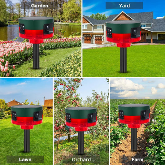 Solar Outdoor Motion Sensor Alarm - 360° Motion Detector Alarm - Complete Kit with USB Charging and Installation Tools