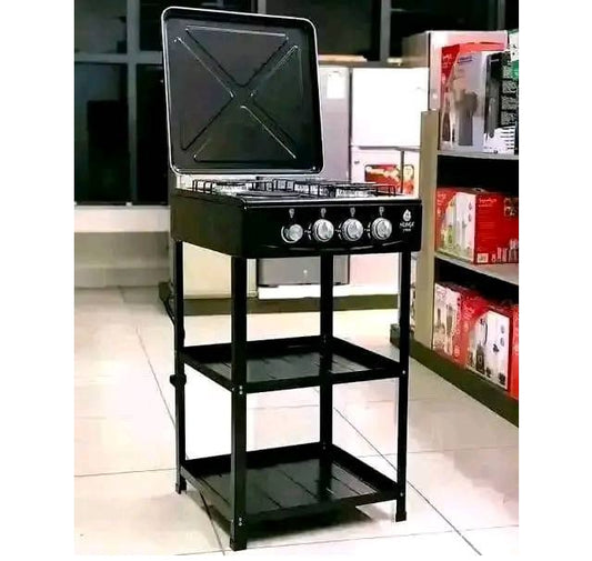 Nunix 4 Burner Full Gas Table Top Cooker with Shelves & Stand