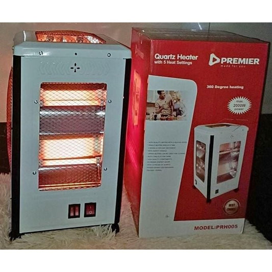 Premier 2000W Quartz Room Heater With 5 Heating Sides, Wheels And Safety Handle