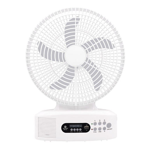 Easy Power 5-in-1 Solar Powered Rechargeable Fan With Radio, Light, Power Bank Option