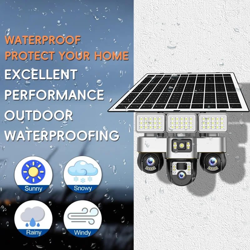 Triple Lens 4G Solar Outdoor Security Camera Solar Powered Surveillance System