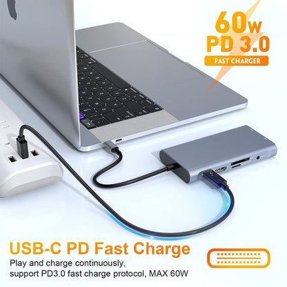 USB C Hub Double Display USB C 10-in-1 Docking Station Compatible with MacBook, Other USB C Laptop