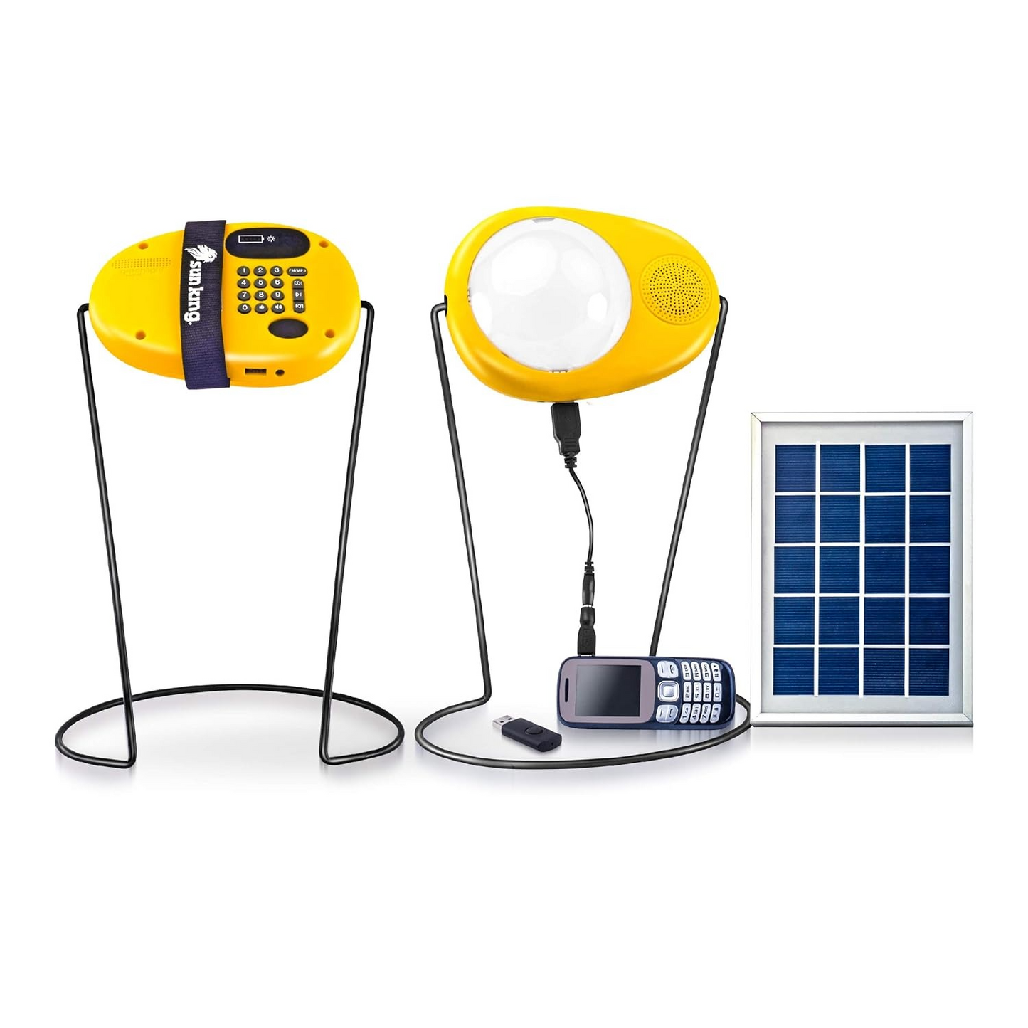 Sun King Boom [3-in-1] Portable Solar Lamp with FM, MP3, and USB Mobile Charging Port