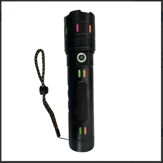Long Range Super Bright LED Flashlight / Torch with Zoom, USB, Type-C Port and 4 Light Modes