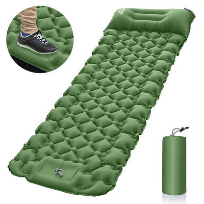 Camping Ultralight Inflatable Sleeping Pad / Mat with Pillow, Built-in Foot Pump, Portable Camping Air Mattress for Backpacking Hiking Traveling Tent
