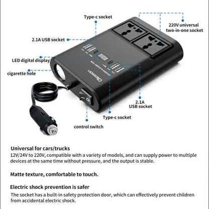 Car Power Inverter 150 Watts DC 12V To AC 220V Converter for Car and Home