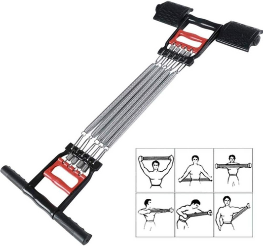 Chest Expander Puller Muscles Exercise Workout Resistance Spring Expander with Hand Grip and Pedal 3 in 1