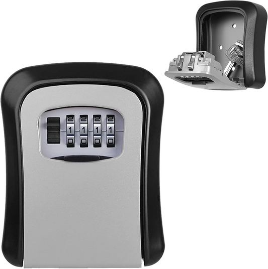 Metallic indoor and Outdoor Waterproof Key Safe Wall Mounted Lock Box with key Combination.