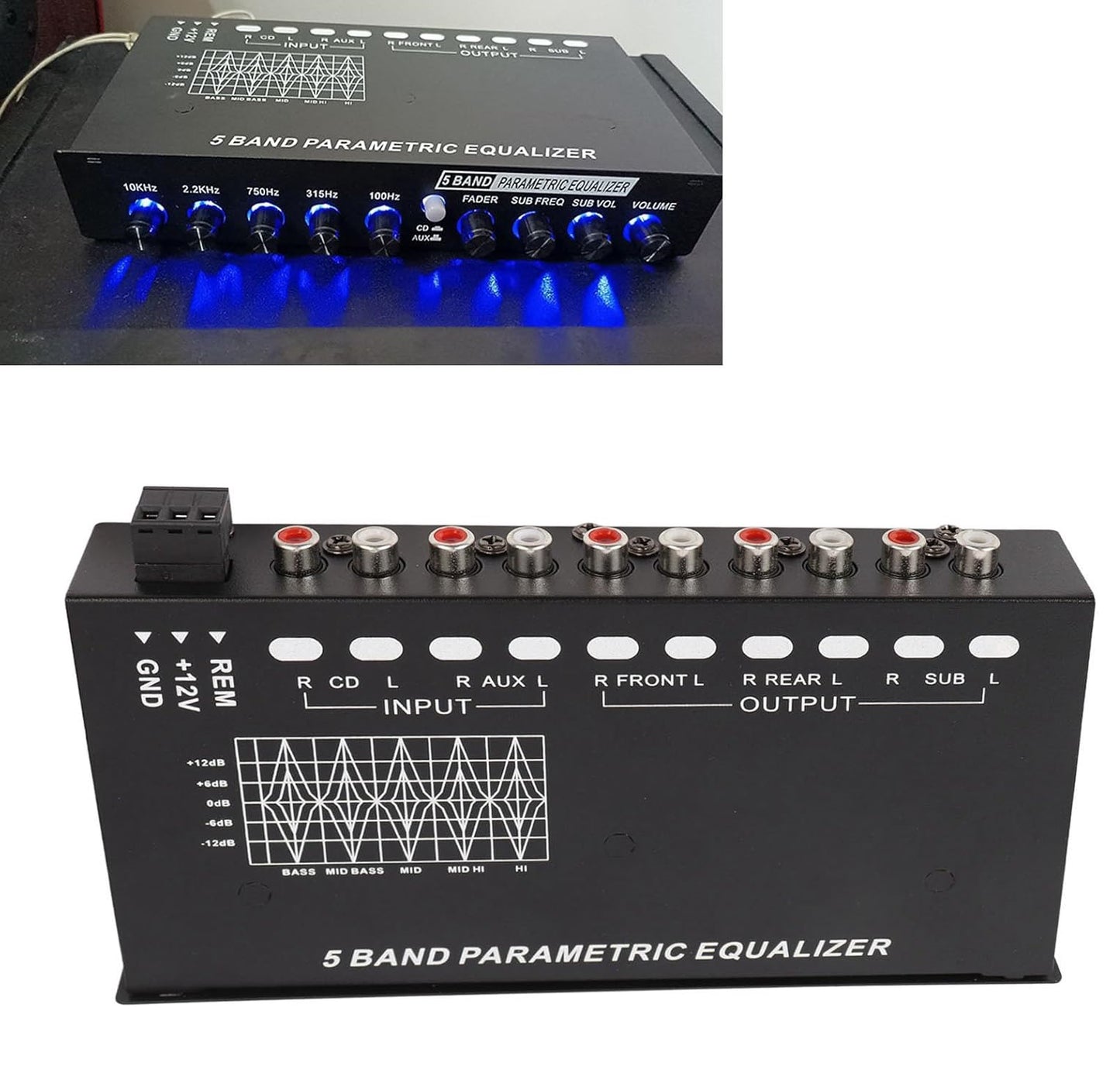 Professional 5 Band Car Audio Equalizer Crossover Amplifier