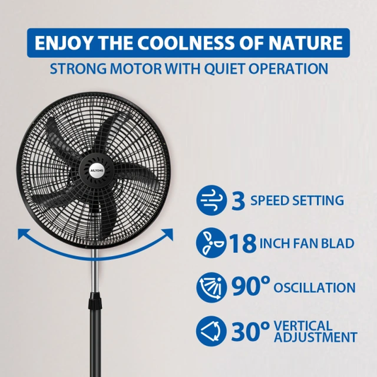 Ailyons Standing Fan For House & Office, Pedestal 18 Inch Standing Fan