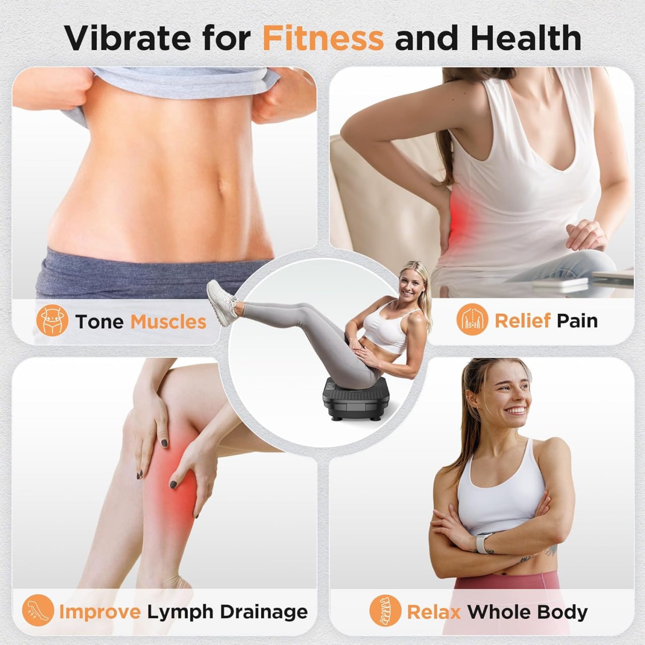 Full body Vibrating Plate Exercise Machine for Lymphatic Drainage, Weight Loss, Toning & Wellness