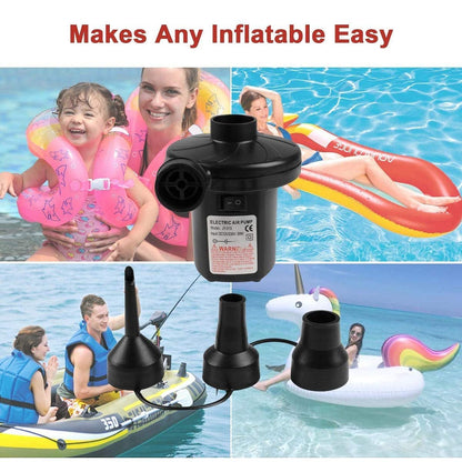 Electric Air Pump with 3 Hoses for Inflating Mattresses, Airbeds, Pools, Toys, Rafts and Vacuum Bags