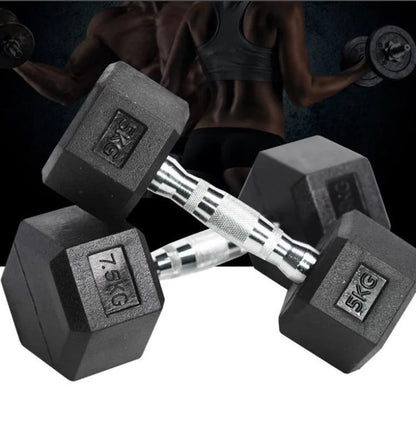 Body-Solid Rubber Coated Hexagon Dumbbells (2.5+2.5 KGs Pair)