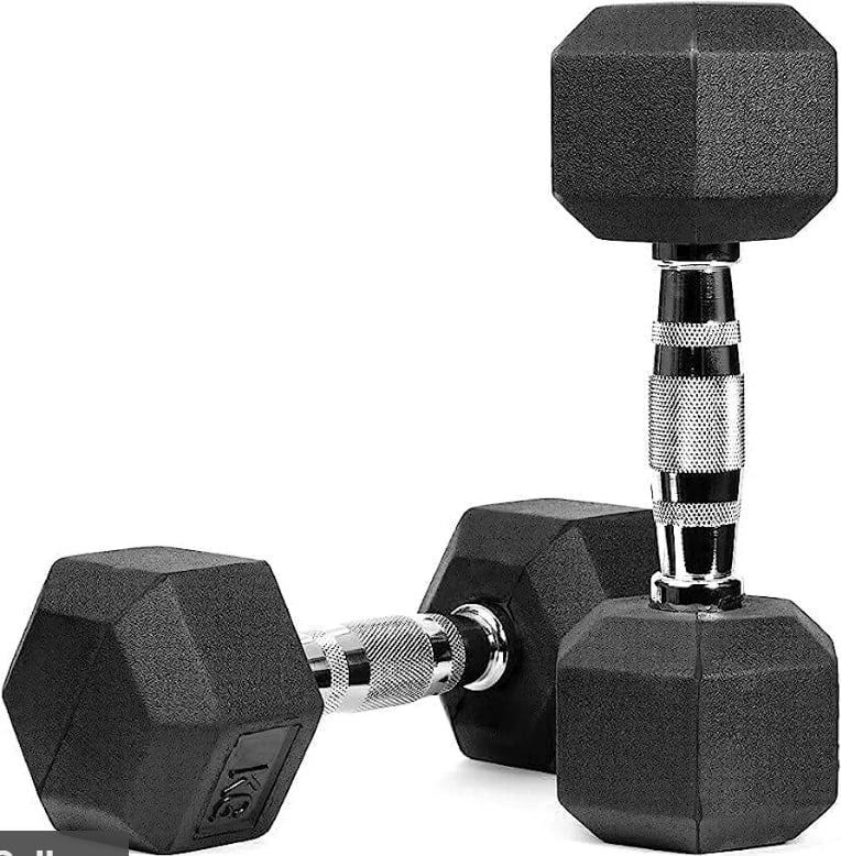 Body-Solid Rubber Coated Hexagon Dumbbells (2.5+2.5 KGs Pair)