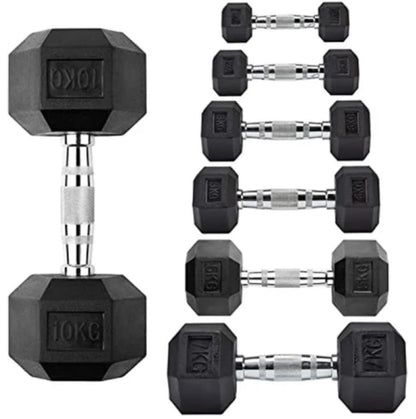 Body-Solid Rubber Coated Hexagon Dumbbells (2.5+2.5 KGs Pair)