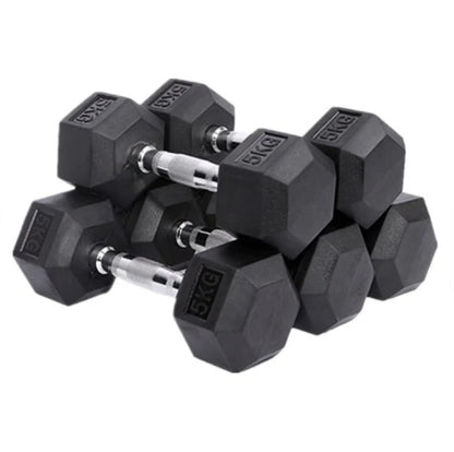 Body-Solid Rubber Coated Hexagon Dumbbells (2.5+2.5 KGs Pair)