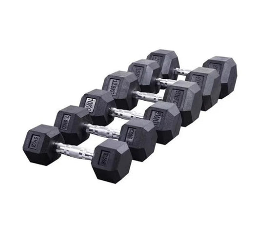 Body-Solid Rubber Coated Hexagon Dumbbells (2.5+2.5 KGs Pair)