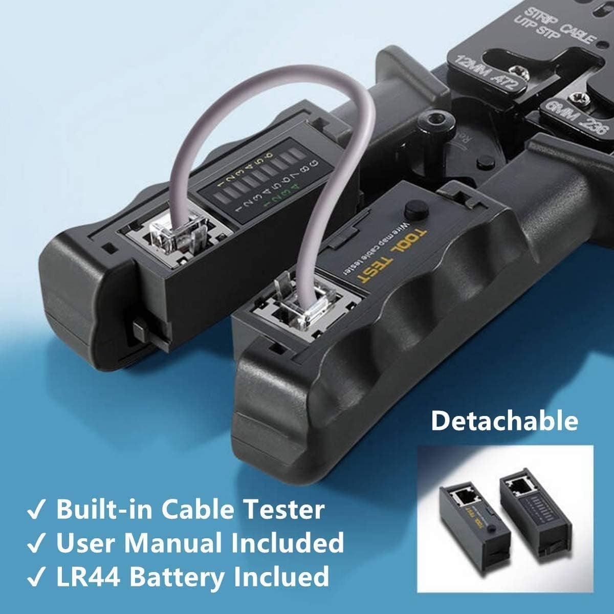 Network Cable Crimper with LAN Tester 4P 6P 8P Telephone Cable RJ45/RJ12/RJ11 Network Cable Pliers Ratchet Modular Telecom Crimping Tool