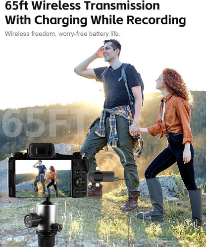3-in-1 Wireless Mic for iPhone/Android/Camera – Noise Cancelling, Plug & Play, Long Battery