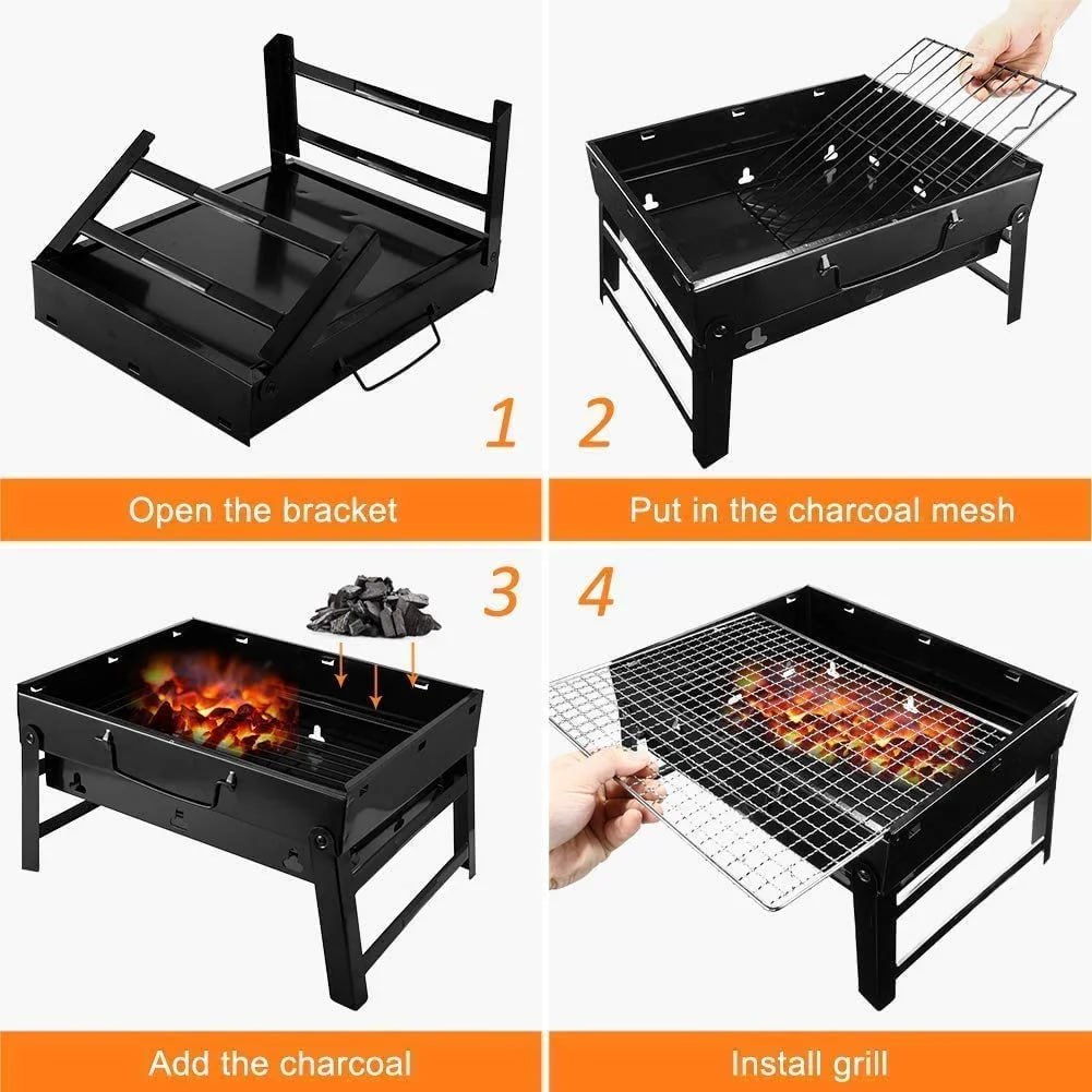 Foldable Portable barbecue charcoal grill For Outdoor Camps & Parties